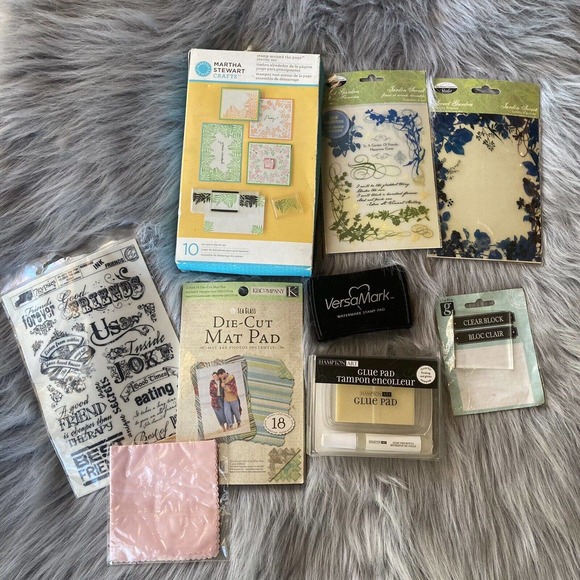 Martha Stewart STAMP AROUND THE PAGE Set Craft Bundle Clear Block Stamp Pad Art - Picture 1 of 12